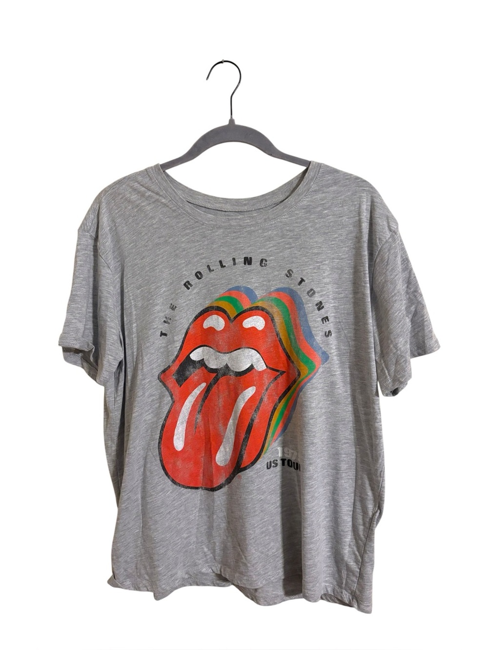 The‎ Rolling Stones Logo Tour Gray Band Tee Womens Large